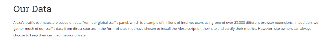 Alexa Traffice Estimates Source - Alexa排名資料的統計來源