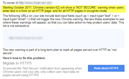 Google Chrome瀏覽器第62版將針對文字欄位都一律顯示為網站不安全